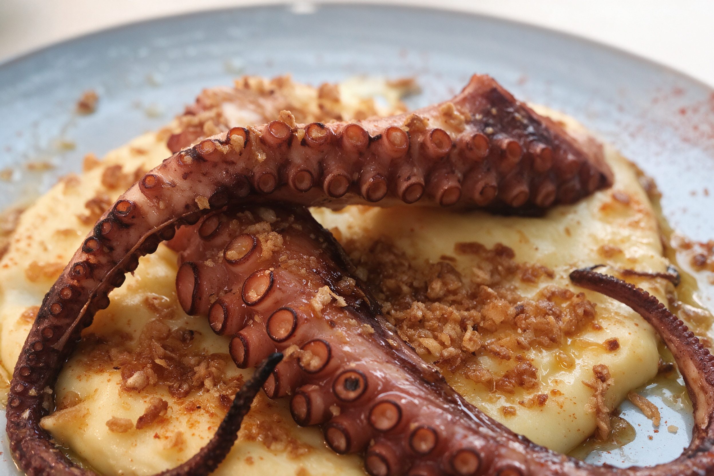 Pulpo a la plancha sobre puré de patata