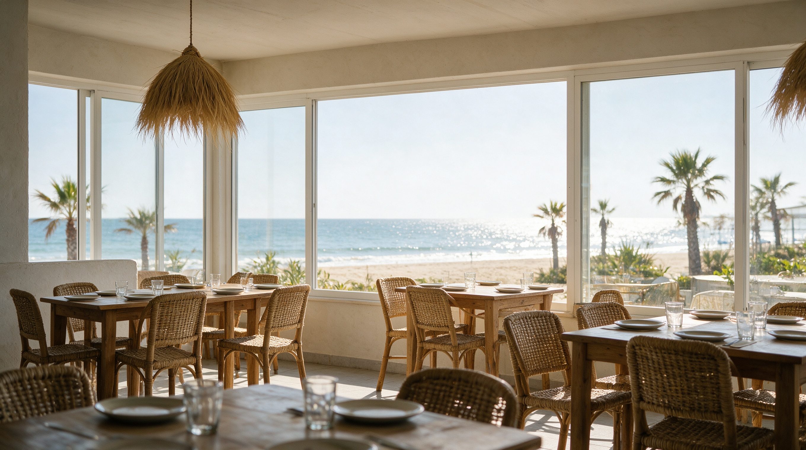 Comedor acristalado de VITA CAMPARE con vistas al mar